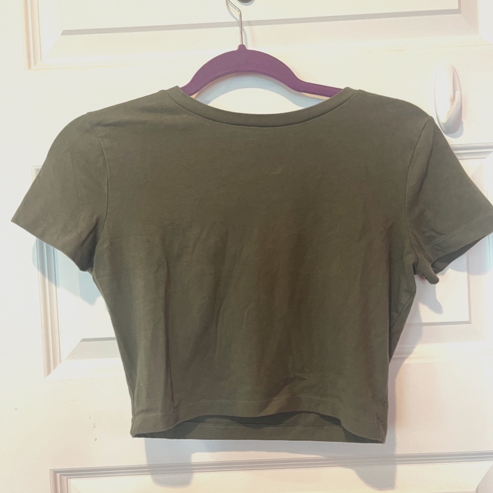 Women's Wild Fable Cropped Short Sleeve Top - Green - Size M